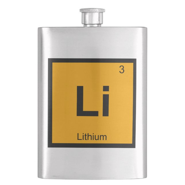 Li - Lithium Chemie Periodisches Tabellensymbol Flachmann (Vorderseite)