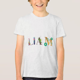 LIAM Name Art mit bestickten Blume Tri-Blend Shirt