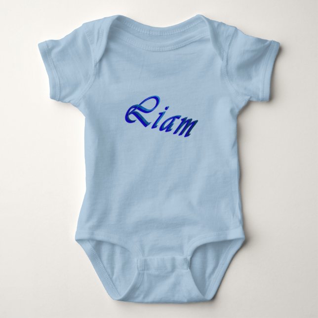 Liam, Name, Boys Blue Baby Bodysuit Strampler (Vorderseite)