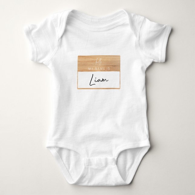 Liam Name Reveal Baby Hallo Mein Name ist Label Bo Strampler (Vorderseite)