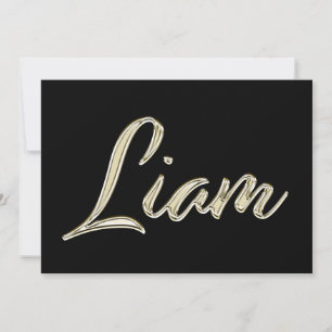 Liam Name white gold Handwriting Karte