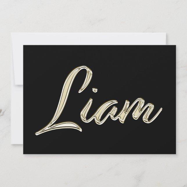 Liam Name white gold Handwriting Karte (Vorderseite)