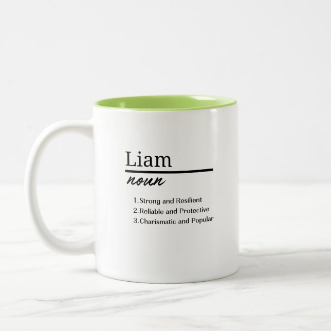 Liam, Personalisierte Bezeichnung für Junge Zweifarbige Tasse (Links)