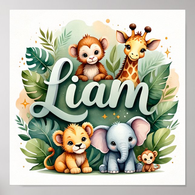 Liam Safari Kinderzimmer Poster (Vorne)