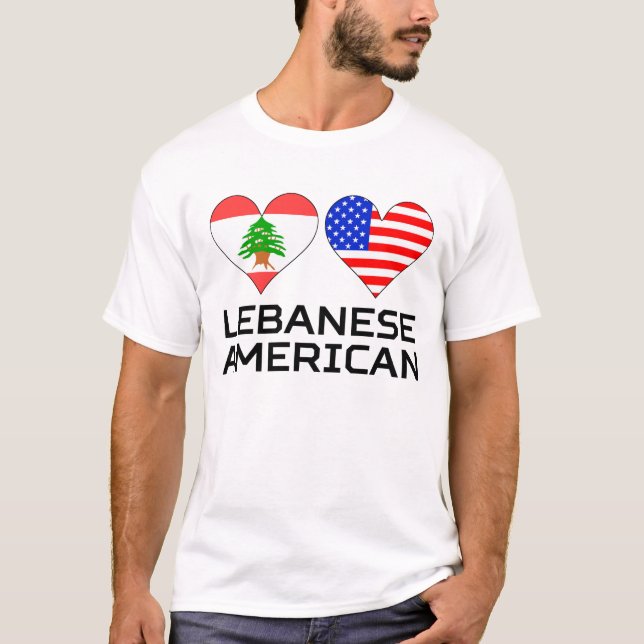 Libanesische amerikanische Herzen T-Shirt (Vorderseite)