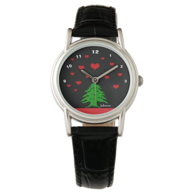 libanesische Fahne / Liebe Armbanduhr (Vorderseite)