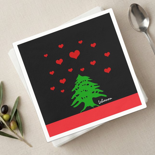 libanesische Fahne / Liebe Serviette (Love Lebanon / Lebanese Flag Napkins / Peace)