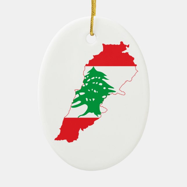 libanesische Flag-Karte Keramikornament (Vorne)
