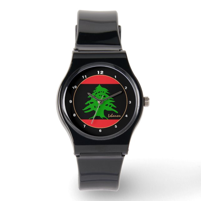 Libanesische Flag-Uhr, BLK-Modedesign, Libanon Armbanduhr (Vorderseite)