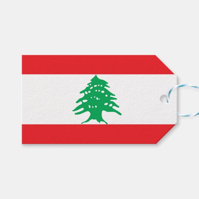 Libanesische Flagge (Libanon-Flagge) Geschenkanhänger (Vorderseite (Horizontal))