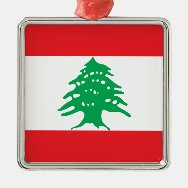 Libanesische Flagge (Libanon-Flagge) Keramik Ornament Aus Metall (Vorne)