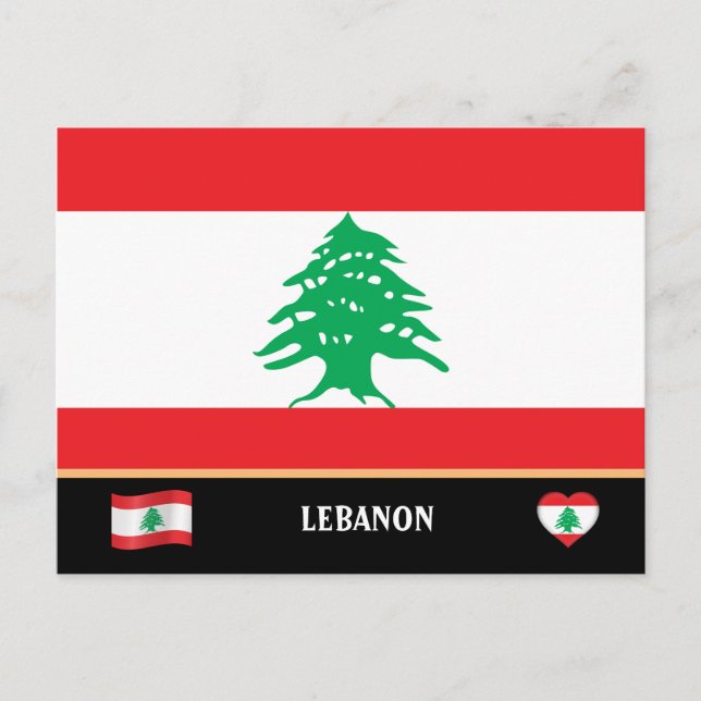 Libanesische Flagge und Libanon - Land - Reise / L Postkarte (Vorderseite)
