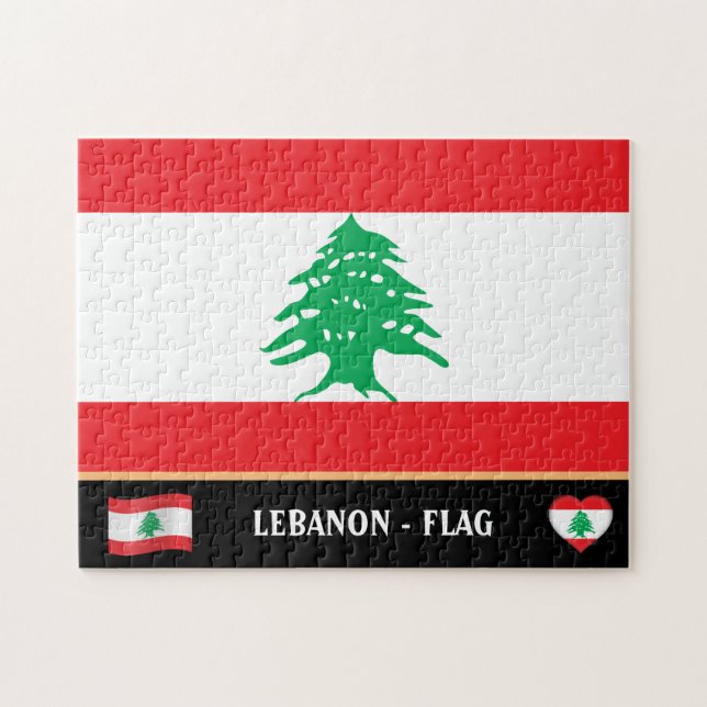 Libanesische Flagge und Libanon/Libanon Puzzle (Horizontal)