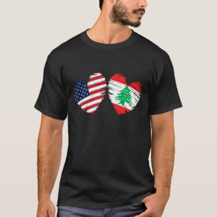 Libanesische Flagge Valentinstag Libanesischer Ame T-Shirt