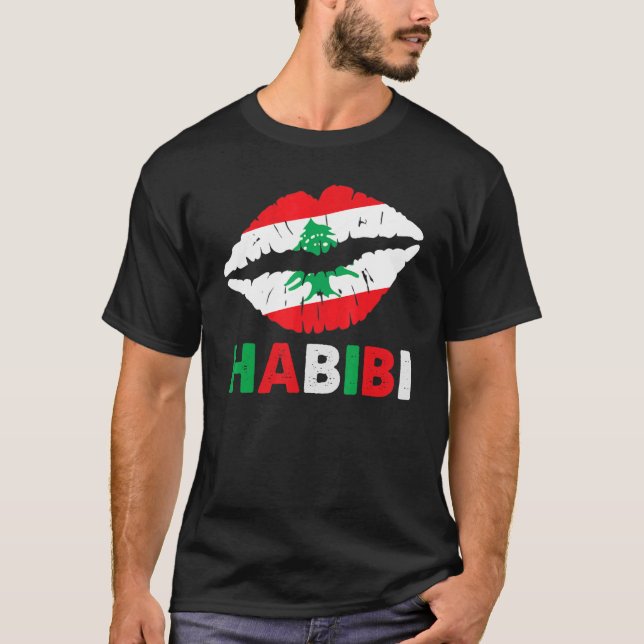 Libanesische Sprichwort-Lippen-Lippen-Lippen-Flagg T-Shirt (Vorderseite)