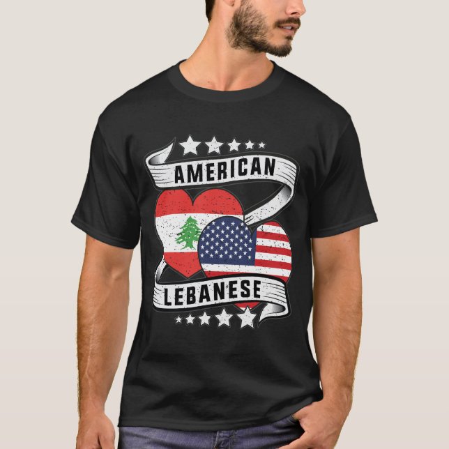 Libanesisches Shirt unter amerikanischer Flagge (Vorderseite)