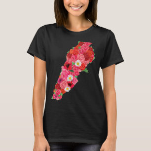 Libanon Flag Blumen Map Beirut Lobnan libanesisch  T-Shirt