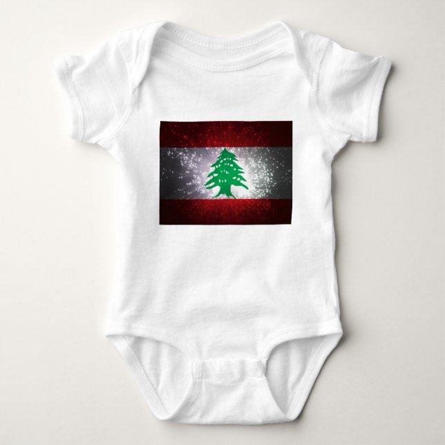 Libanon Flag Feuerwerk Baby Strampler (Vorderseite)