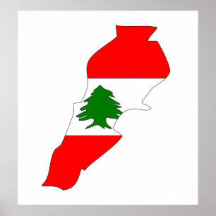 Libanon Flag Karte Poster