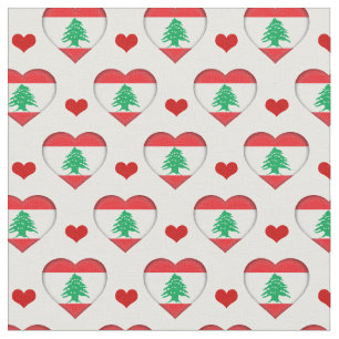 Libanon Flag & Red Heart mode Fabric / Libanon Stoff