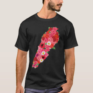 Libanon-Flagge Blumenkarte Beirut Lobnan Libanese T-Shirt