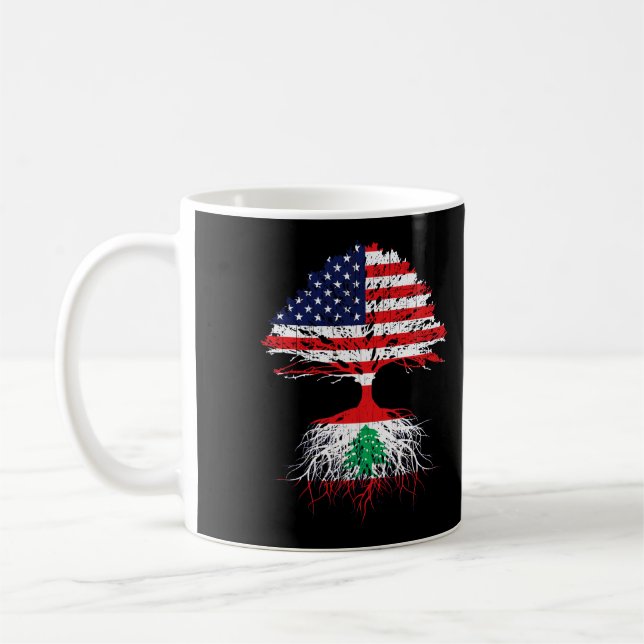 Libanon - Flagge der USA Roots Immigrant Naturaliz Kaffeetasse (Links)