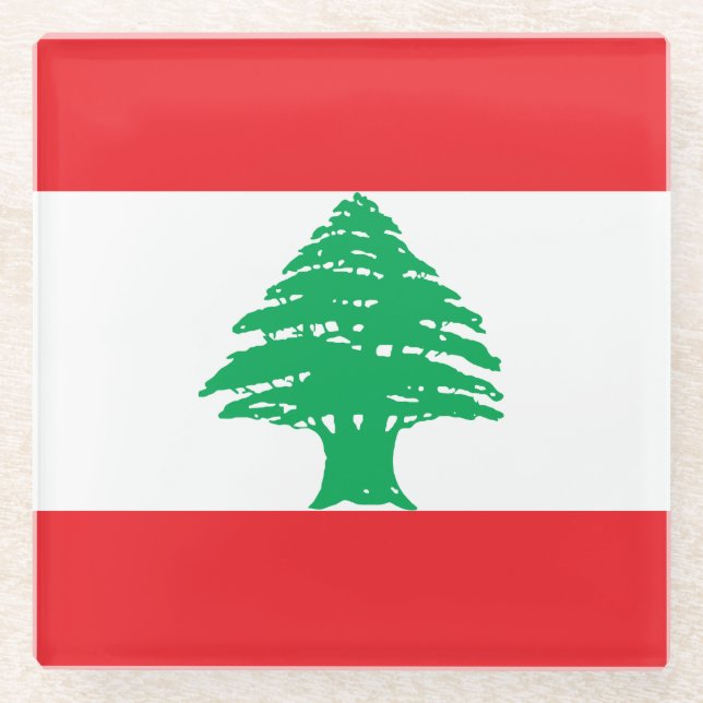 Libanon-Flagge Glasuntersetzer (Vorderseite)
