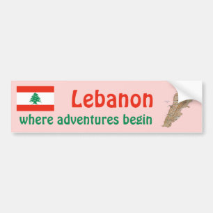 Libanon Flagge + Karte Autoaufkleber