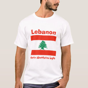 Libanon-Flagge + Karte + Text-T - Shirt