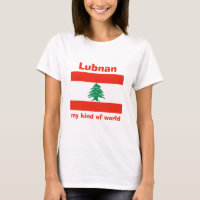 Libanon-Flagge + Karte + Text-T-Shirt