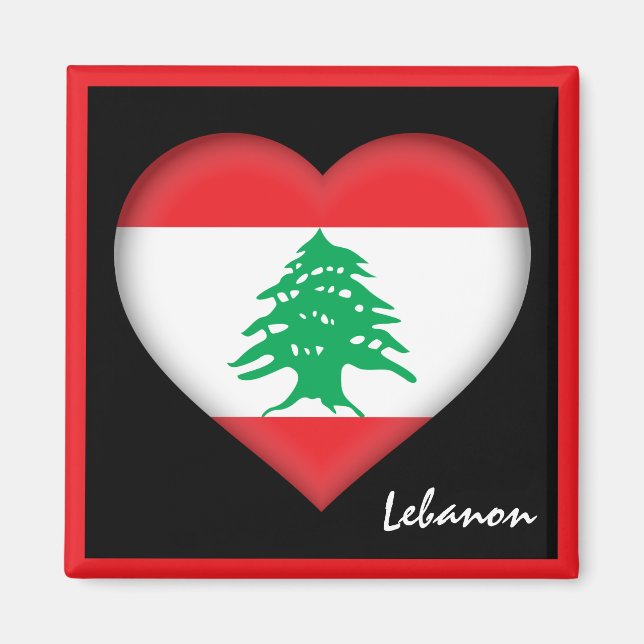 Libanon Flagge & Libanon Herzreisen Libanon/Sport Magnet (Vorne)