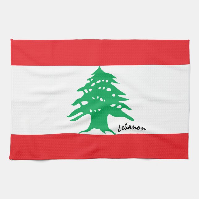 Libanon Flagge & Libanon Küche, Mode / Sport Geschirrtuch (Horizontal)