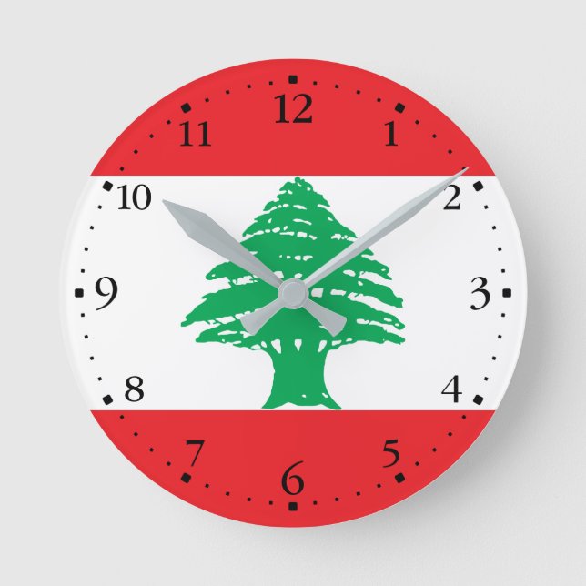 Libanon-Flagge Runde Wanduhr (Vorderseite)