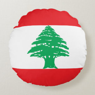 Libanon-Flagge Rundes Kissen