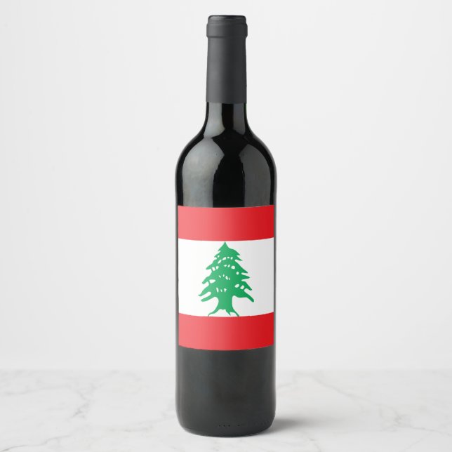 Libanon-Flagge Weinetikett (Vorderseite)