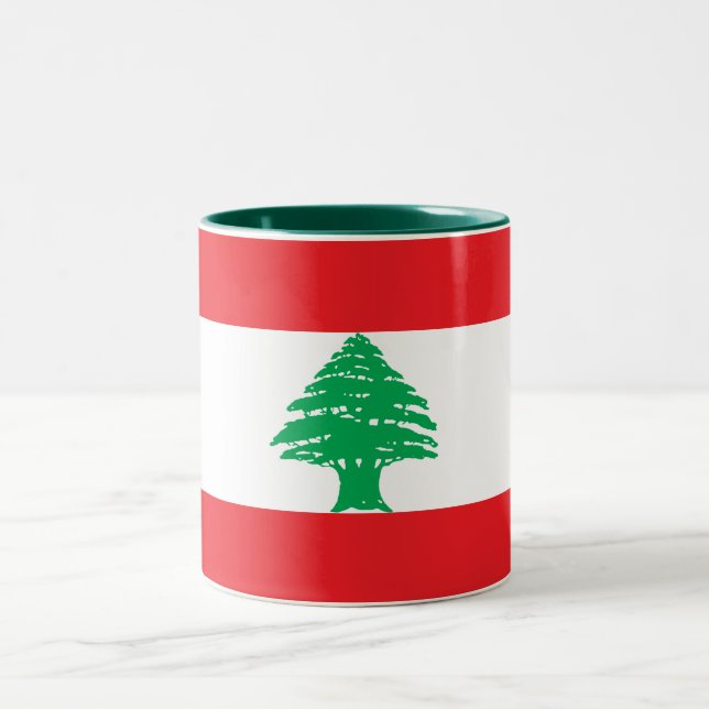 Libanon-Flagge Zweifarbige Tasse (Mittel)