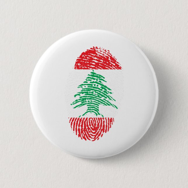 Libanon Flaggen Fingerprint Land Prix Button (Vorderseite)