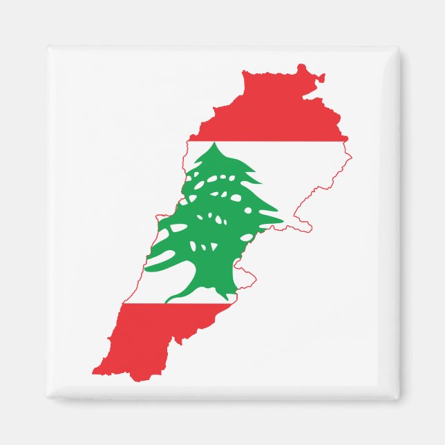 Libanon Flaggenkarte Magnet (Vorne)