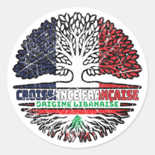 Libanon - Frankreich - Baumroots-Fahne Runder Aufkleber