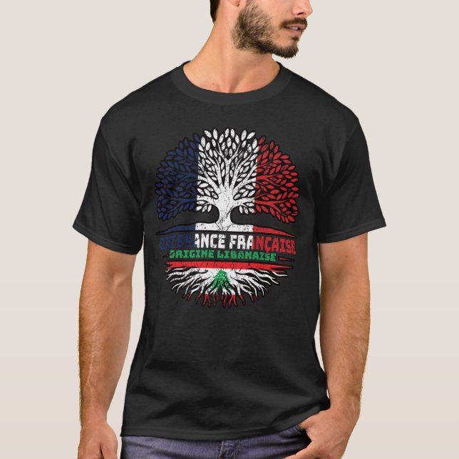 Libanon - Frankreich - Baumroots-Fahne T-Shirt (Vorderseite)
