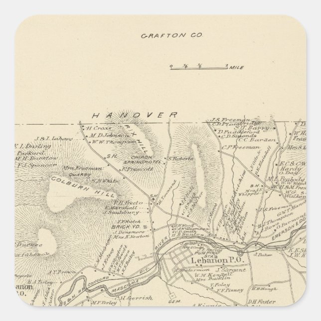 Libanon, Grafton Co Quadratischer Aufkleber (Vorderseite)