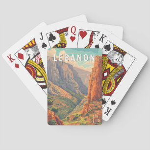 Libanon Illustration Reise Kunst Vintage Spielkarten