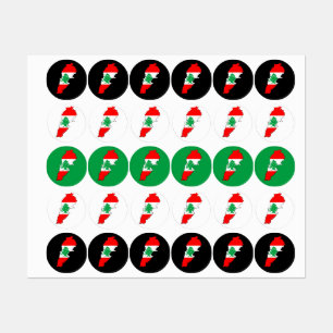 Libanon-Karte mit Flagge Etiketten