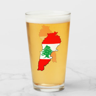 Libanon-Karte mit Flagge Glas