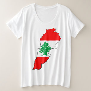 Libanon-Karte mit Flagge Große Größe T-Shirt
