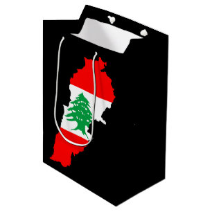 Libanon-Karte mit Flagge Mittlere Geschenktüte