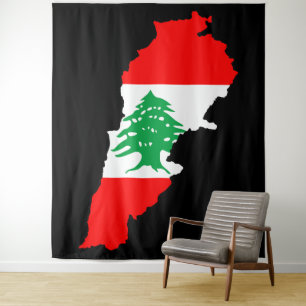Libanon Karte mit Flagge Wandteppich