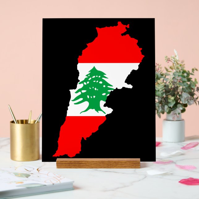 Libanon Karte mit Flaggen Acrylschild (Hochzeit)