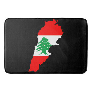 Libanon Karte mit Flaggen Badematte