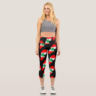 Libanon Karte mit Flaggen Capri Leggings